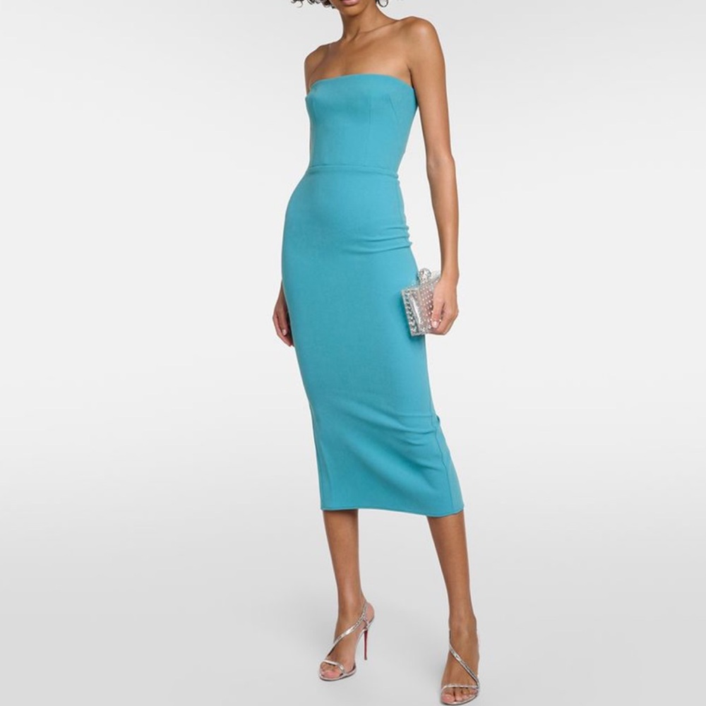 Alex Perry Callan Strapless Stretch Crepe Midi Dress